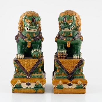 A pair of large figures of buddhist lions, China, second half of the 20th Century.