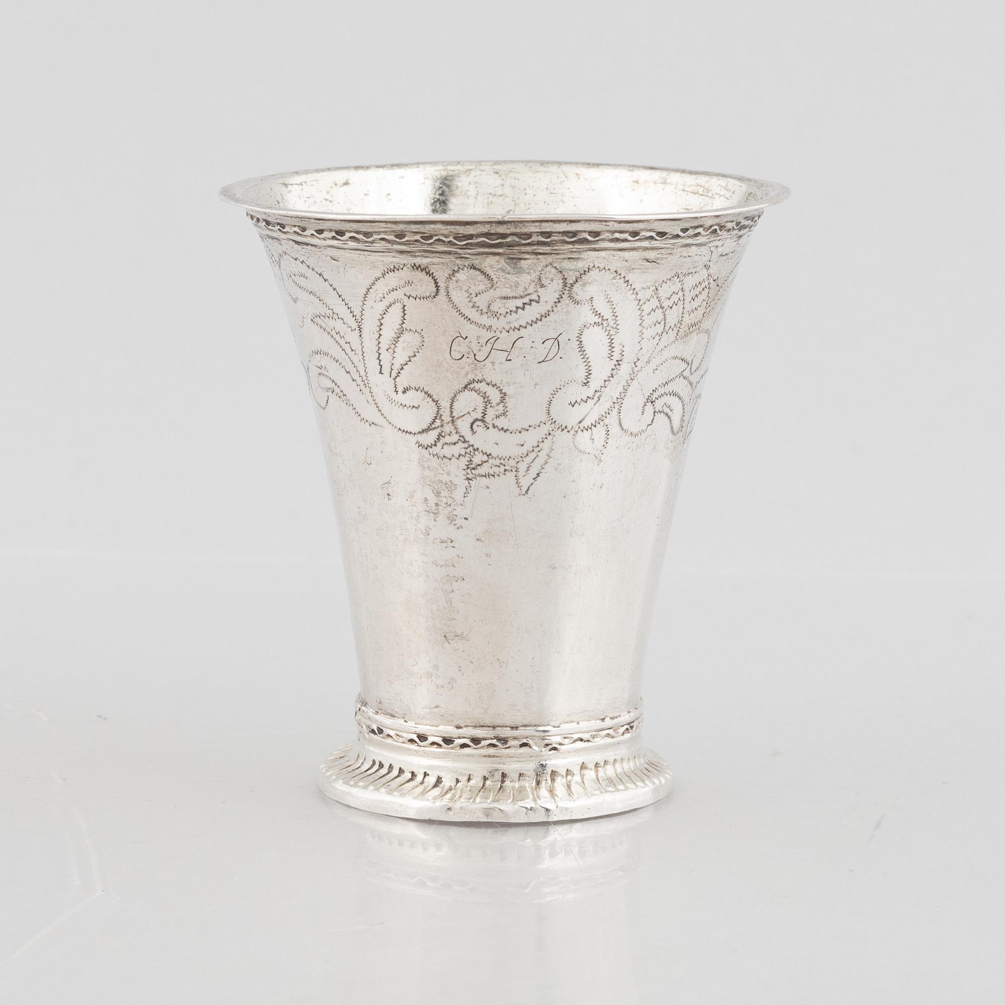 Daniel Lundström, silver, bägare, Stockholm 1770. Rokoko.