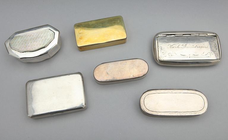 DOSOR, 6 st, silver, bla Barkander & Söhrling, Linköping. 1800-tal.