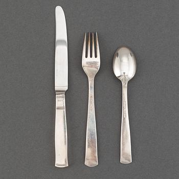 Jacob Ängman, a part silver cutlery 'Rosenholm', GAB, Stockholm 1959-65. (36 pieces).