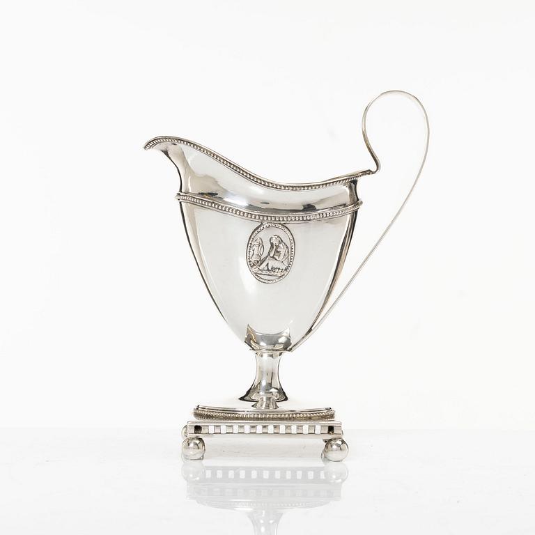 A Swedish 18th century parcel-gilt silver cream-jug, mark of Johan Schröder, Landskrona 1799.