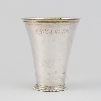 A Swedish 18th century parcel-gilt silver beaker, marke of Bengt Collin, Uppsala 1752.