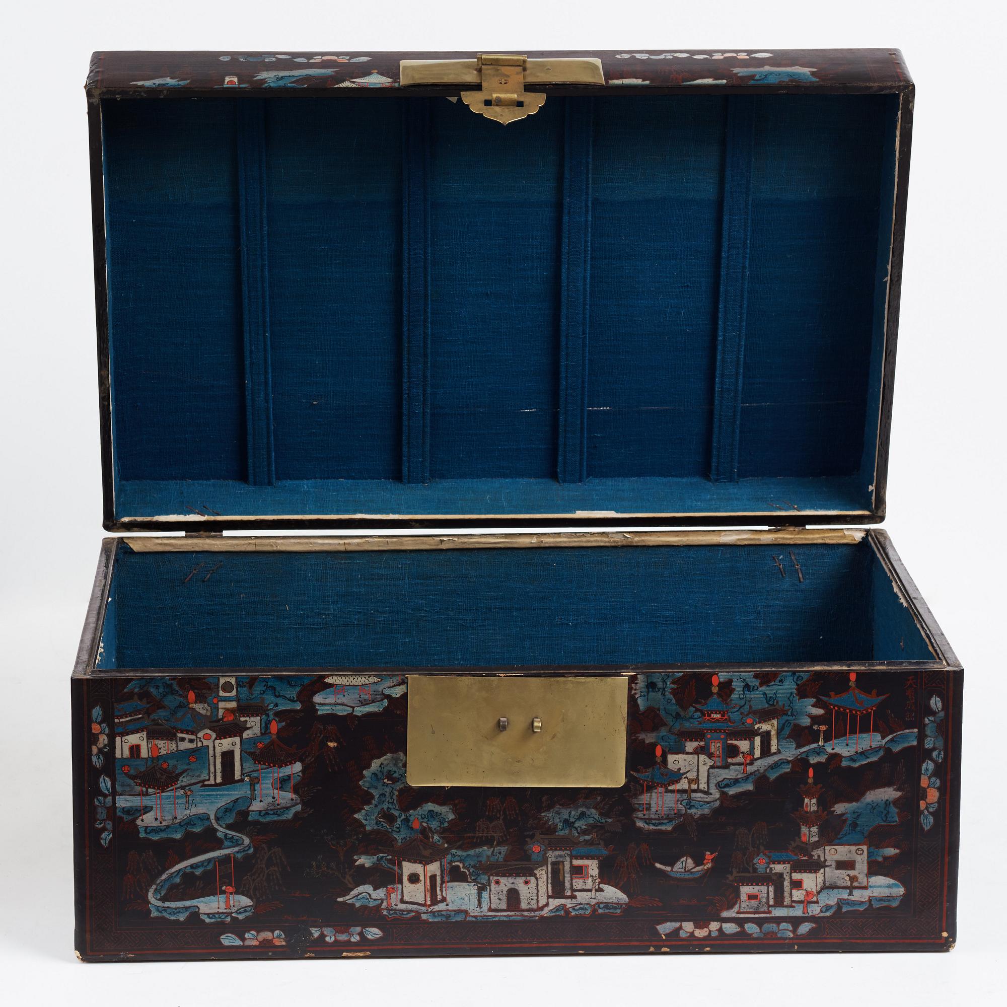 Two Chinese lacquered chests, Qing dynasty, 19th Century.