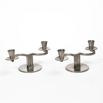 Nils Fougstedt, A pair of candelabra, FAK (Fabriksaktiebolaget Kronsilver), Stockholm, 1934.