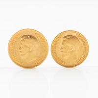 Gold coins, 2 pcs: 10 rubles 1899 and 50 kopecks 1897, Russia, Nicholas II.