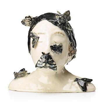 KLARA KRISTALOVA, a glazed stoneware sculpture, signed and dated -04.