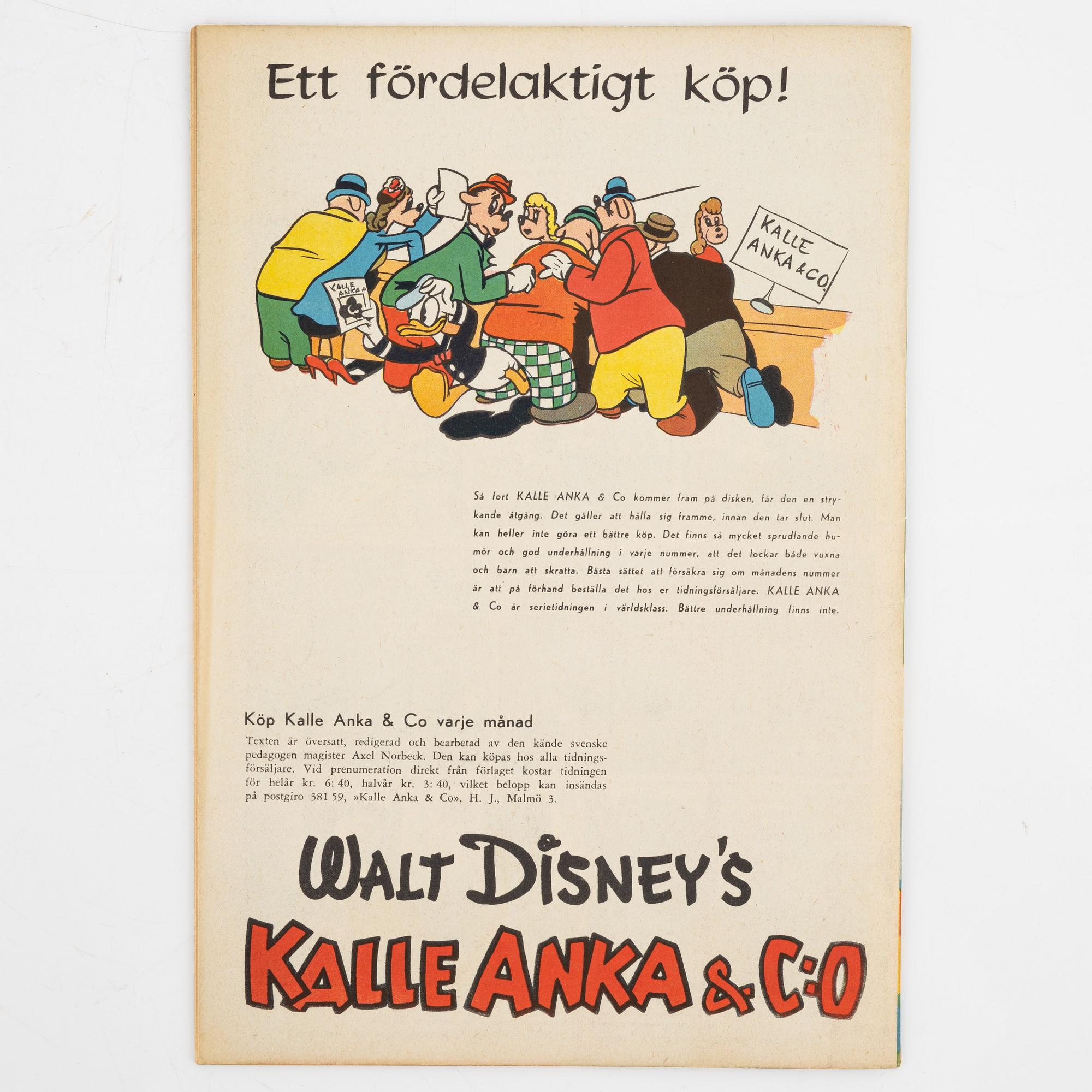 Serietidningar, "Kalle Anka & Co", 14 st, komplett årgång 1950.