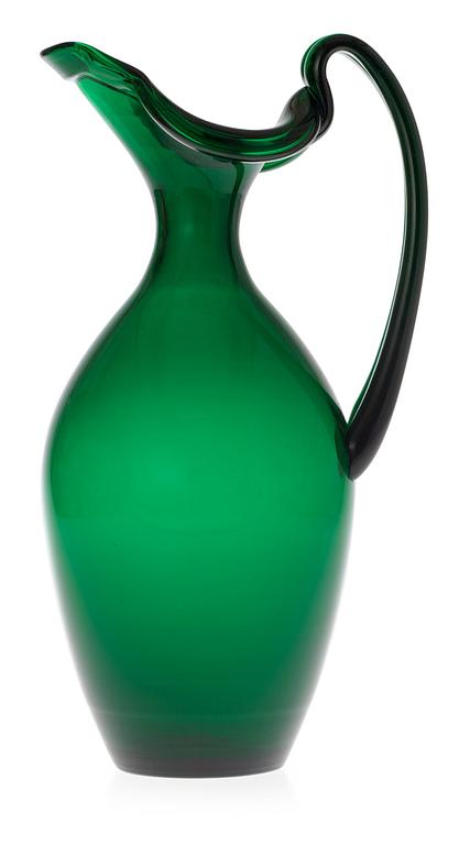 An Edward Hald emerald green glass wine-pitcher, Sandvik/Orrefors ca 1929.