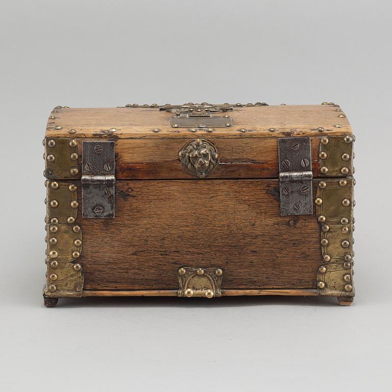 A wooden and brass box, around the turn of the century.