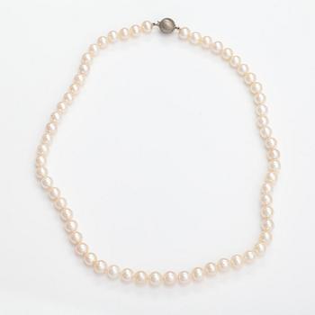 Pärlcollier, odlade pärlor och sterling silver.