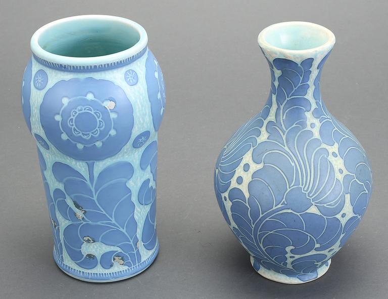 VASER, 2 st, flintgods, Josef Ekberg, Gustavsberg 1918.