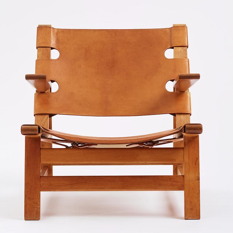 Børge Mogensen, an oak and natural brown leather easy chair model "2225", Fredericia Stolefabrik, Denmark, 1960s.