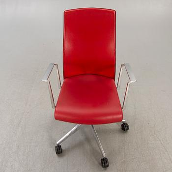 Jorge Pensi, a leather and metal office chair for Akaba Italy  later part of the 20th century.