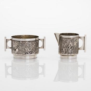 Pekka Turtiainen, a silver sugar bowl and a cream jug, samodorok technique, Helsinki 1969.