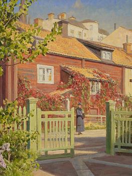 Johan Krouthén, Street with a green gate, Linköping.