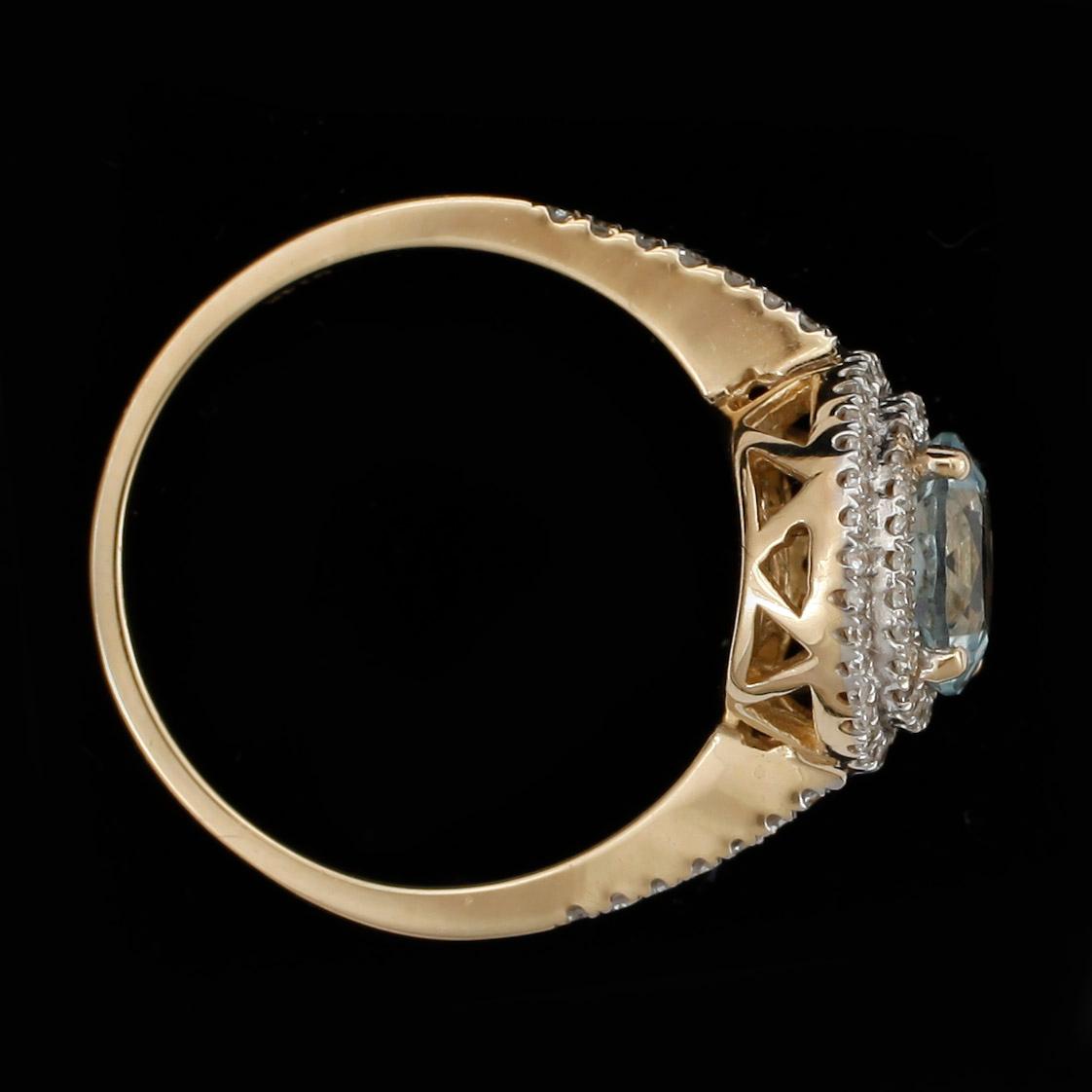 RING, 14k guld med akvamarin och diamanter. Vikt ca 3 gram.
