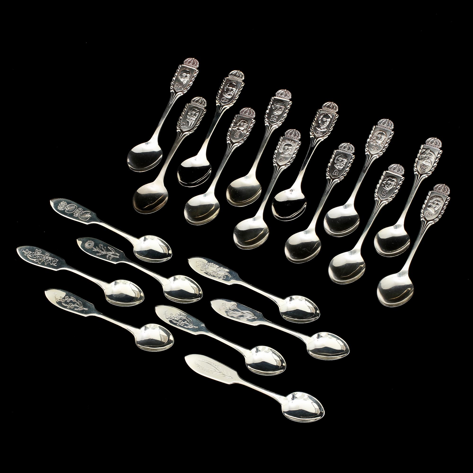 PARTI SKEDAR, 20 st, silver, 1900-talets andra hälft. Vikt 260g.