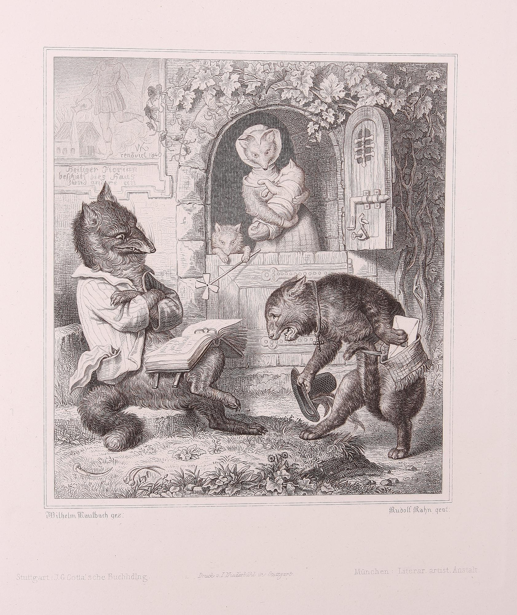 BOK, "Reineke Fuchs", av Wofgand von Goethe, illustrerad av Wilhelm von Kaulbach, Stuttgart 1846.