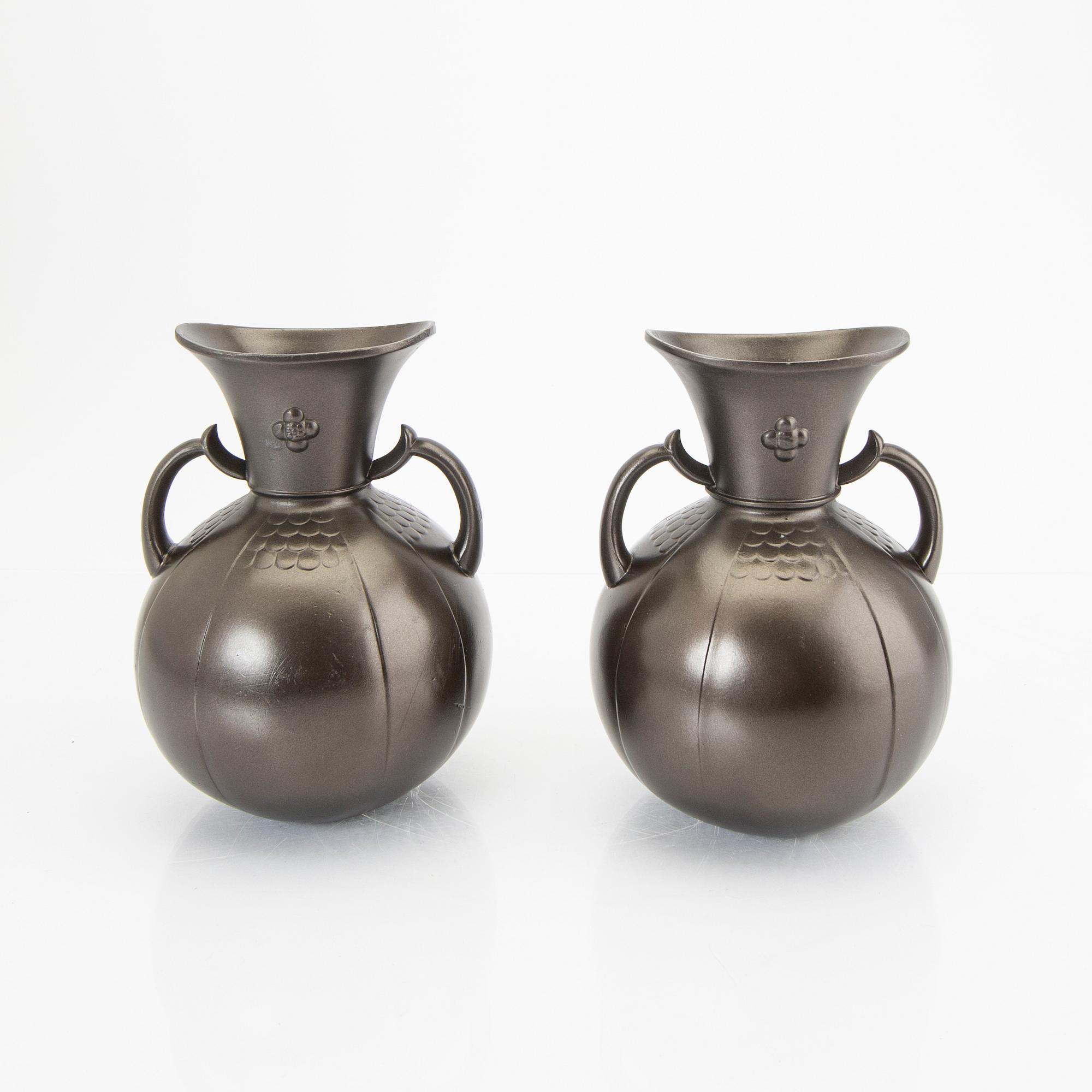 A pair of Just Andersen bronze vases.