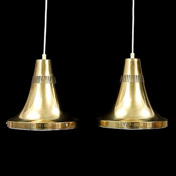 HANS-AGNE JAKOBSSON, a pair of brass ceiling lamps, Markaryd, 1960/70s.