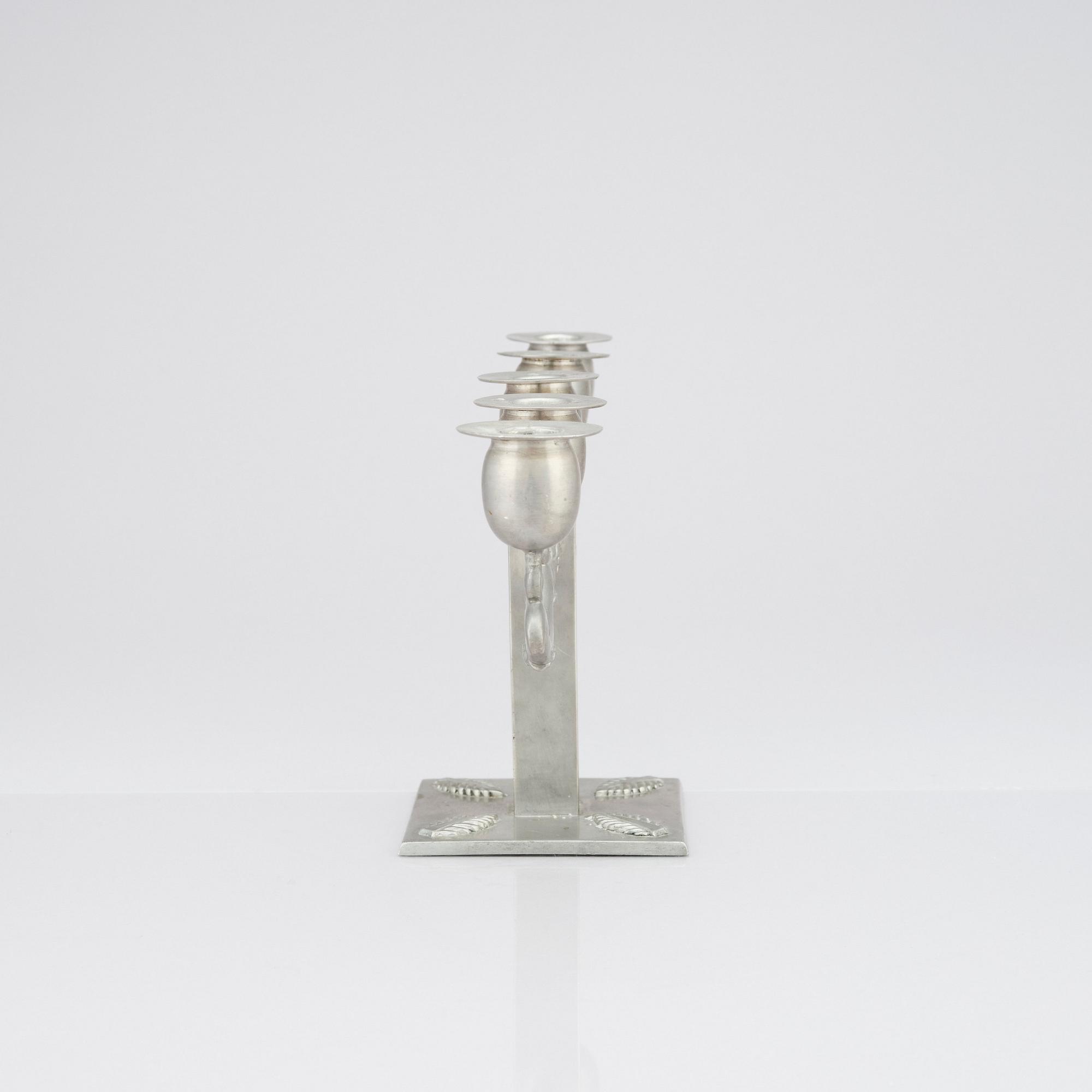 Robert Hult, a five light pewter candelabrum, Svenskt Tenn, Stockholm 1928.