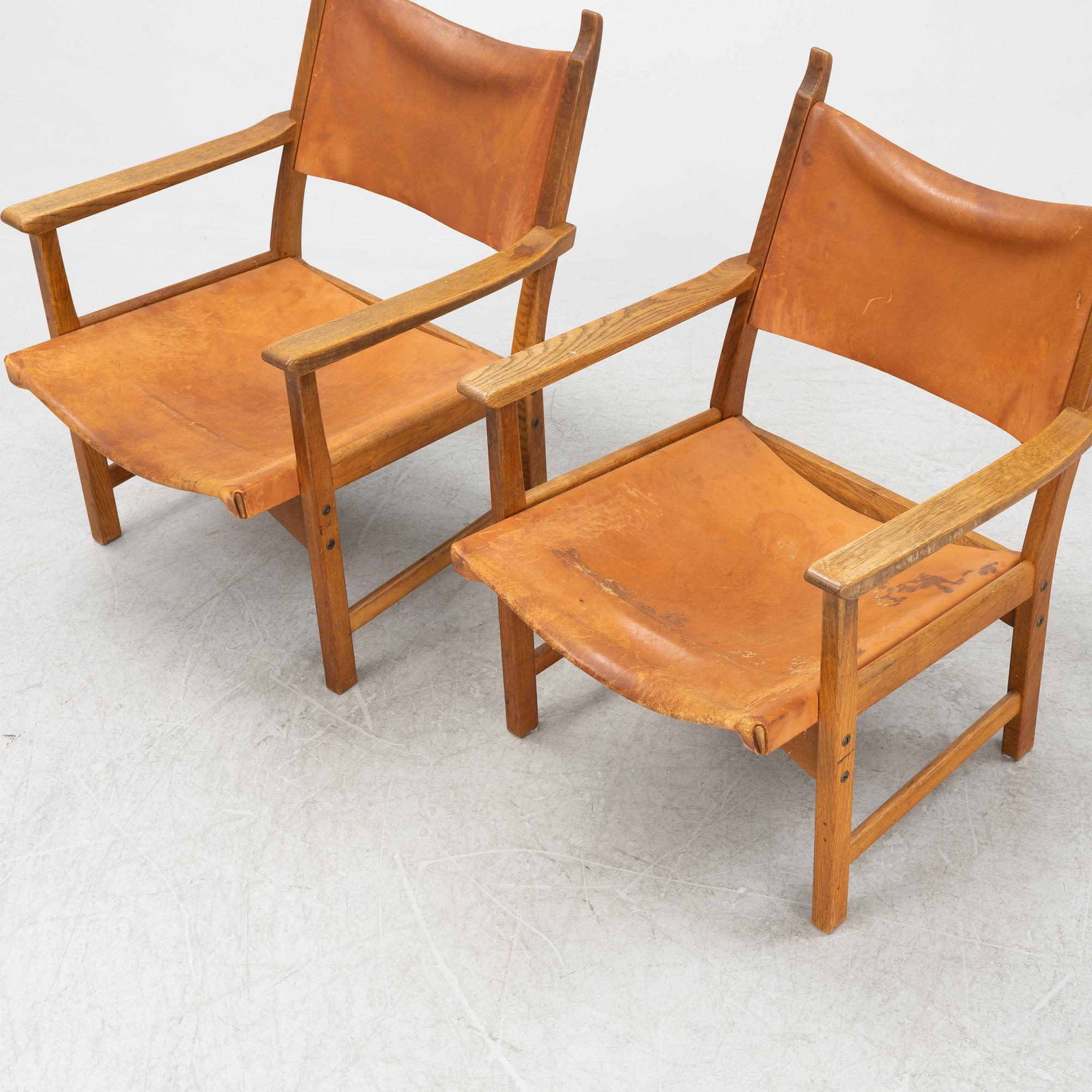 Carl Malmström & Yngve Ekström, a pair of 'Caryngo' oak armchairs, Swedese, second half of the 20th century.