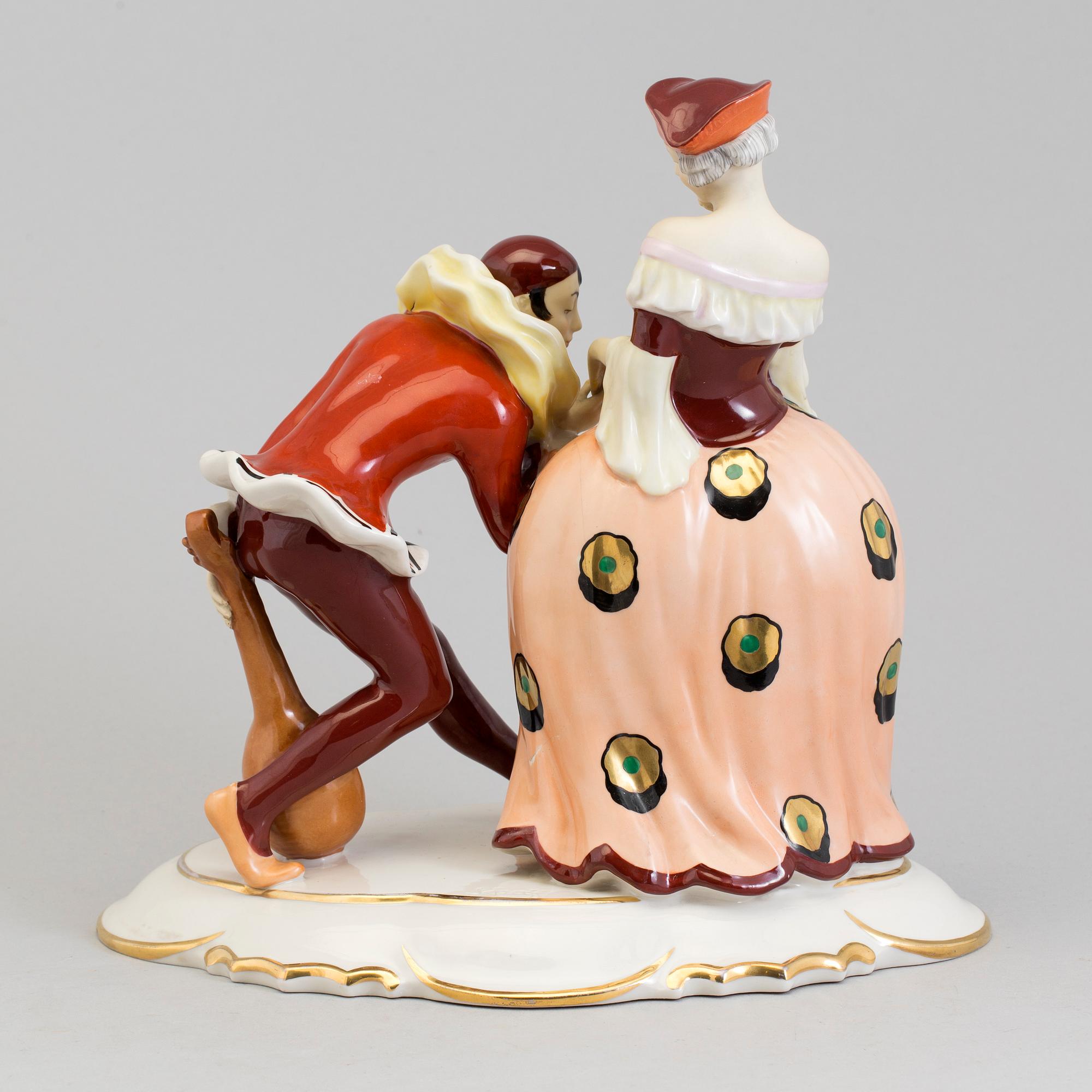 FIGURGRUPP, porslin, Royal Dux, Tjeckien, 1920/30-tal.