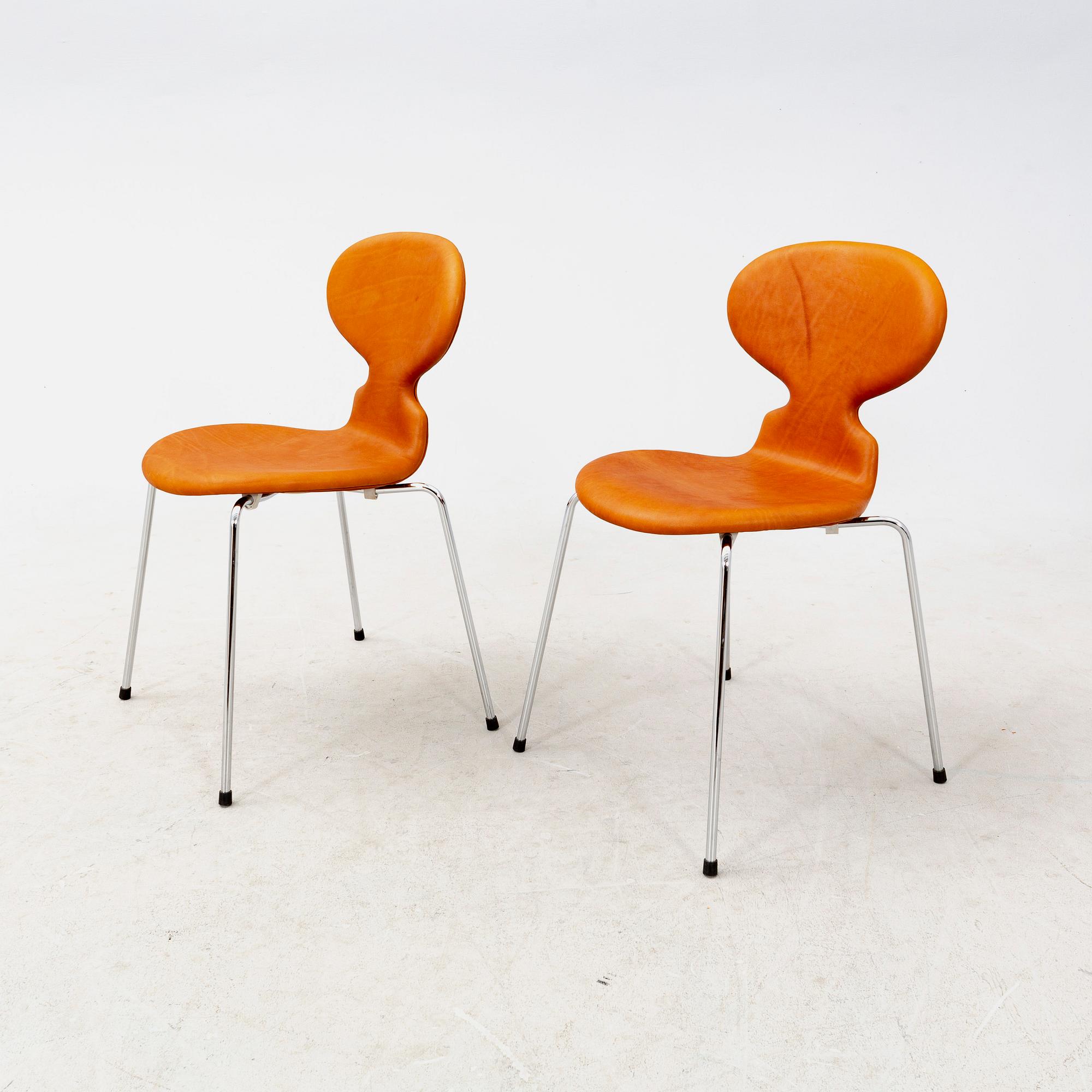 A set of six Arne Jacobsen "Myran" leather chairs for Fritz Hansen Denmark, later part of the 20th century,