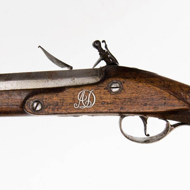 A Flintlock rifle by Joseph Griffin, London, second half of 18th Century.