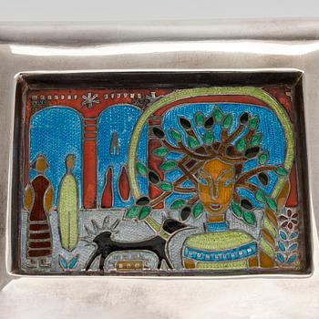 Kirsti Ilvessalo, A silver and enamel box and powder compact, Tillander Helsinki 1950–1951.