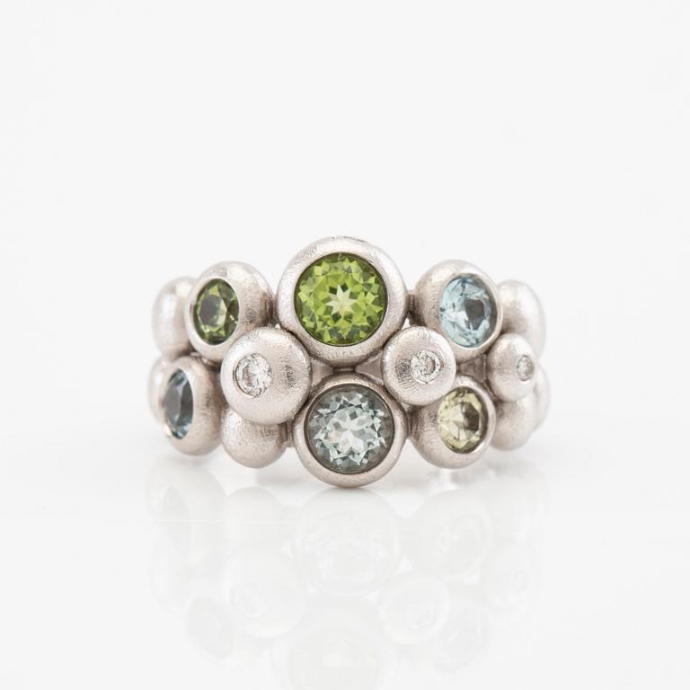 Ole Lynggaard, ring "Bubble/Bubbles" 18K white gold, diamonds and coloured gemstones, design Charlotte Lynggaard.