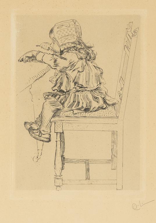 Carl Larsson, etching, 1894, signed in pencil.