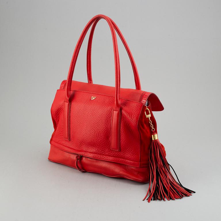 Diane von Fürstenberg a red leather handbag and wallet.