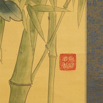 Unknown artist, a decorative scroll painting on silk, China, second half of the 20th century.