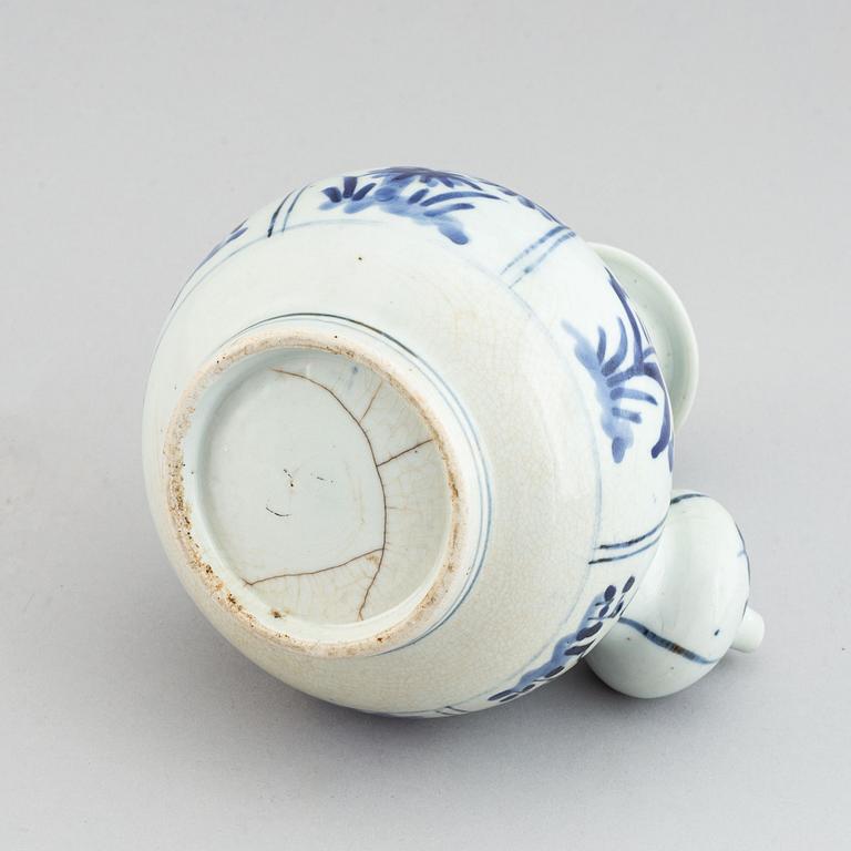 A blue and white South east asian Kendi, 20th century.