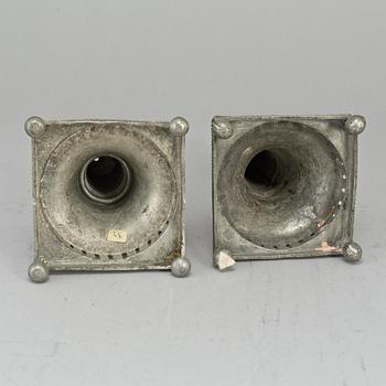 A pair of gustavian pewter candlesticks.  Hans Wicksten, Västerås (1782-1814).