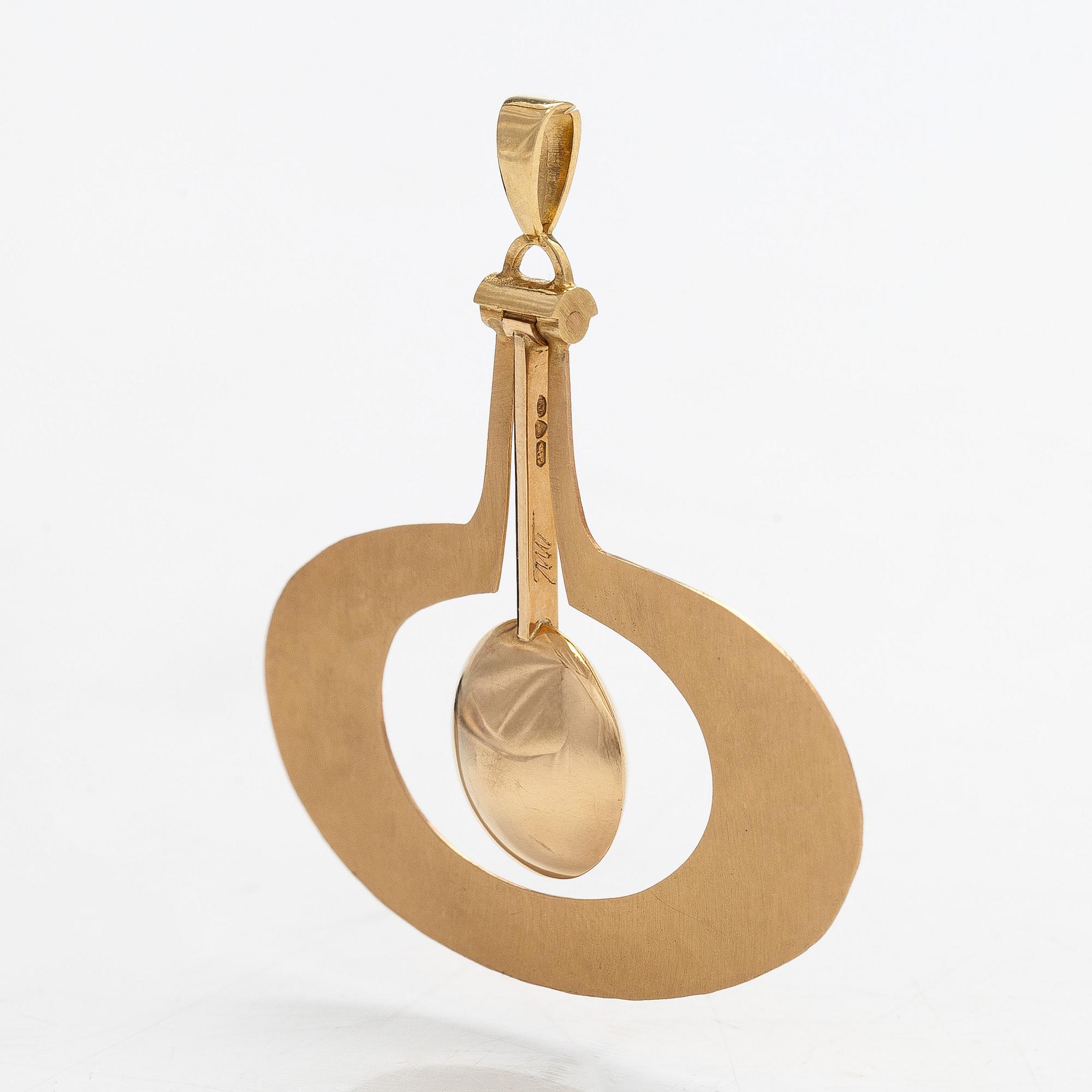 Tapio Wirkkala, riipus, "Päärynä", 18K kultaa.