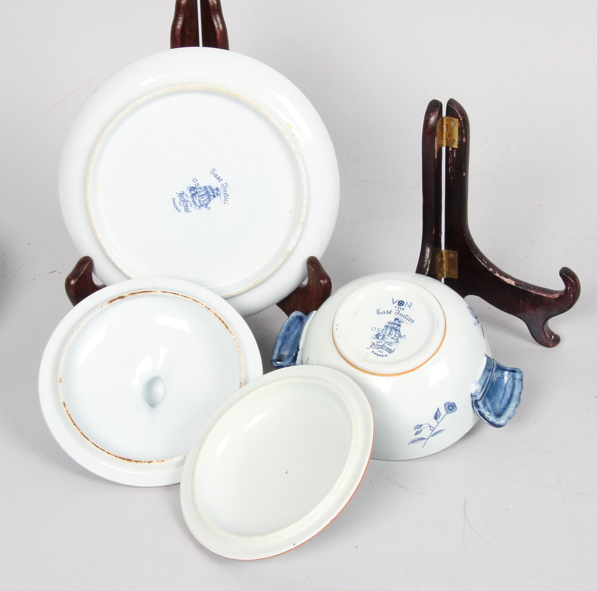 SERVISDELAR, 4 st. Porslin. "Ostindia", Rörstrand.
