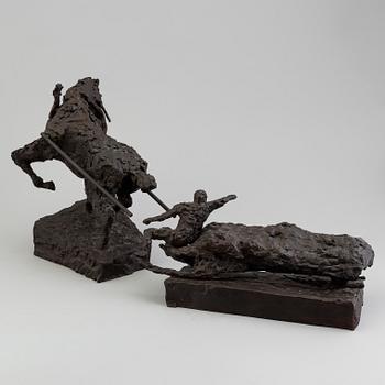 ASMUND ARLE, Sculpture, bronze, two parts, one signed A. Arle (2).