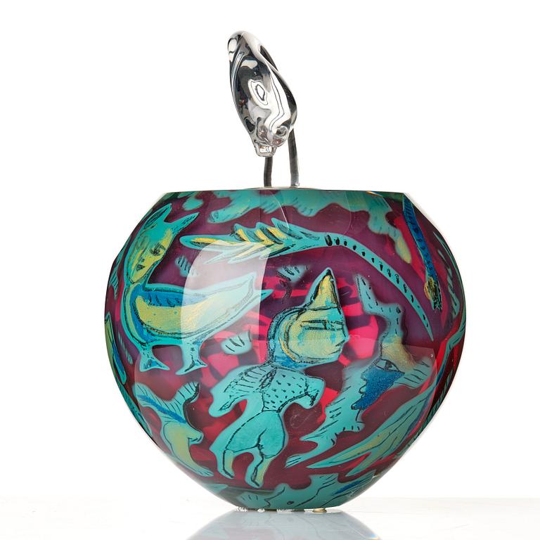 Ulrica Hydman-Vallien, a unique "Kabale" glass sculpture/ vase, Kosta Boda, Sweden 1987.