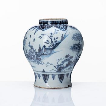 A Dutch faince jar, late 17th Century.