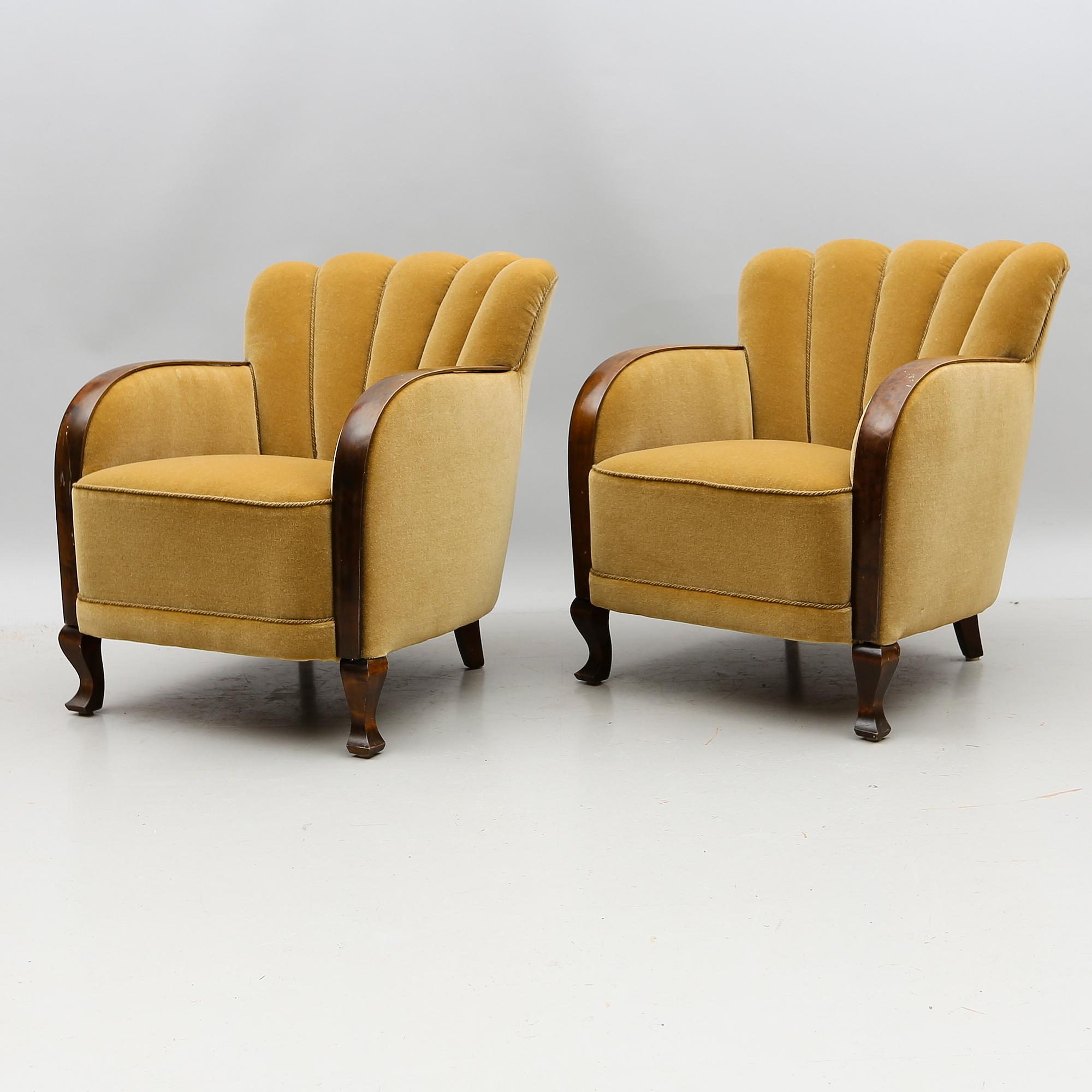 FÅTÖLJER, 1 par, 1900-talets första hälft.