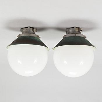 Paavo Tynell, a pair of mid-20th century '91100' out door lights/ ceiling lights for Idman Finland.