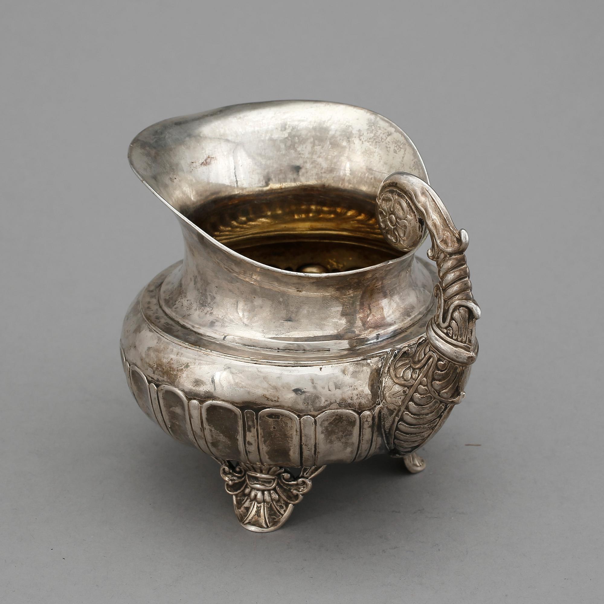 GRÄDDKANNA, silver, Gustav Folker, Stockholm, 1837. Vikt ca 250 g.