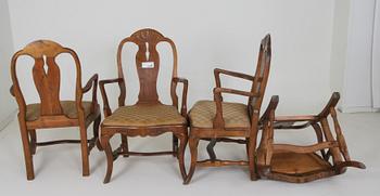 SALONGSGRUPP, 5 delar, senbarockstil, tidigt 1900-tal.