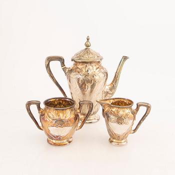 A Swedish 20th century silver 3 pcs coffee service mark of M Lysell Trelleborg 1910 weight 1231 grams.