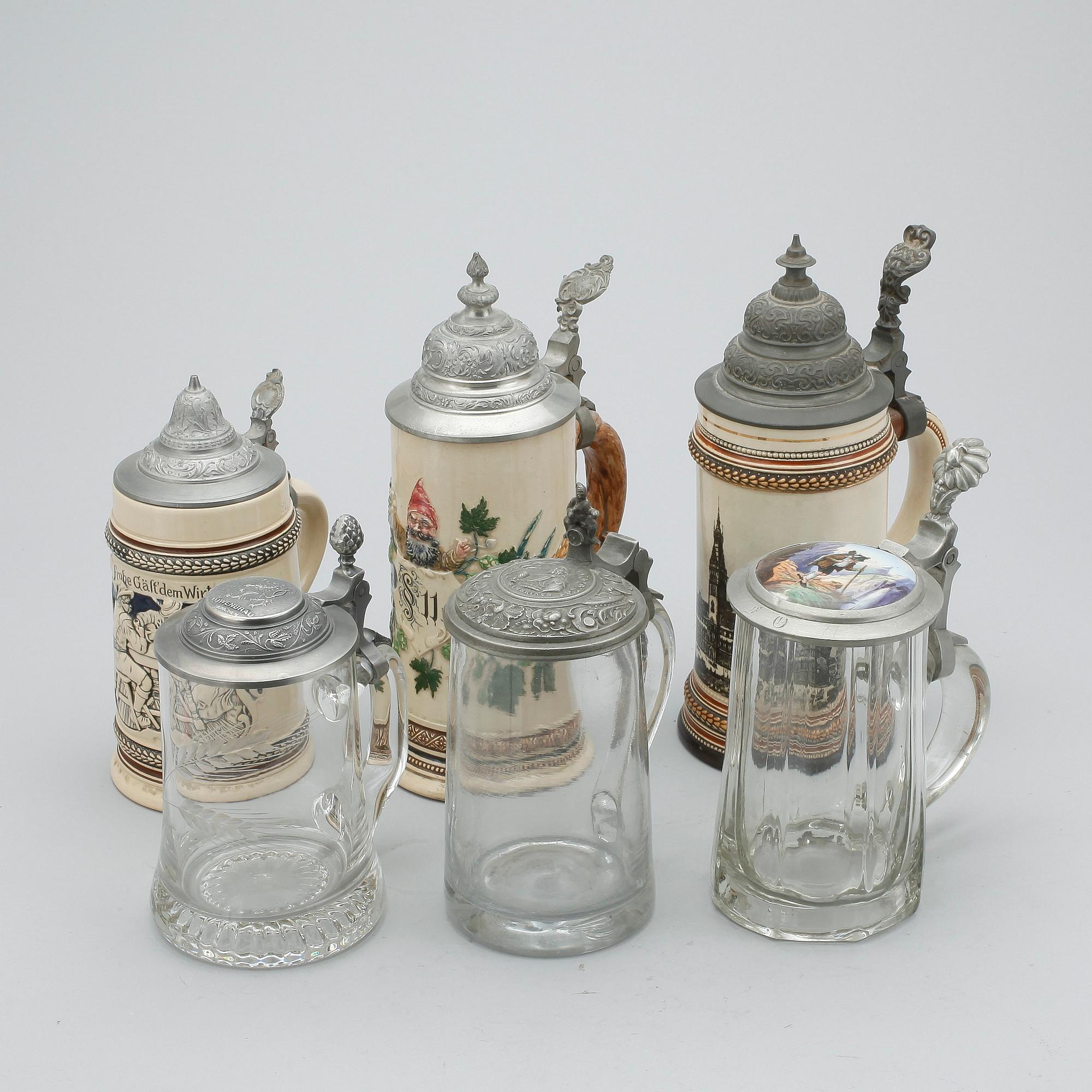 STOP, 6 st, keramik och glas, 1800/1900-tal.