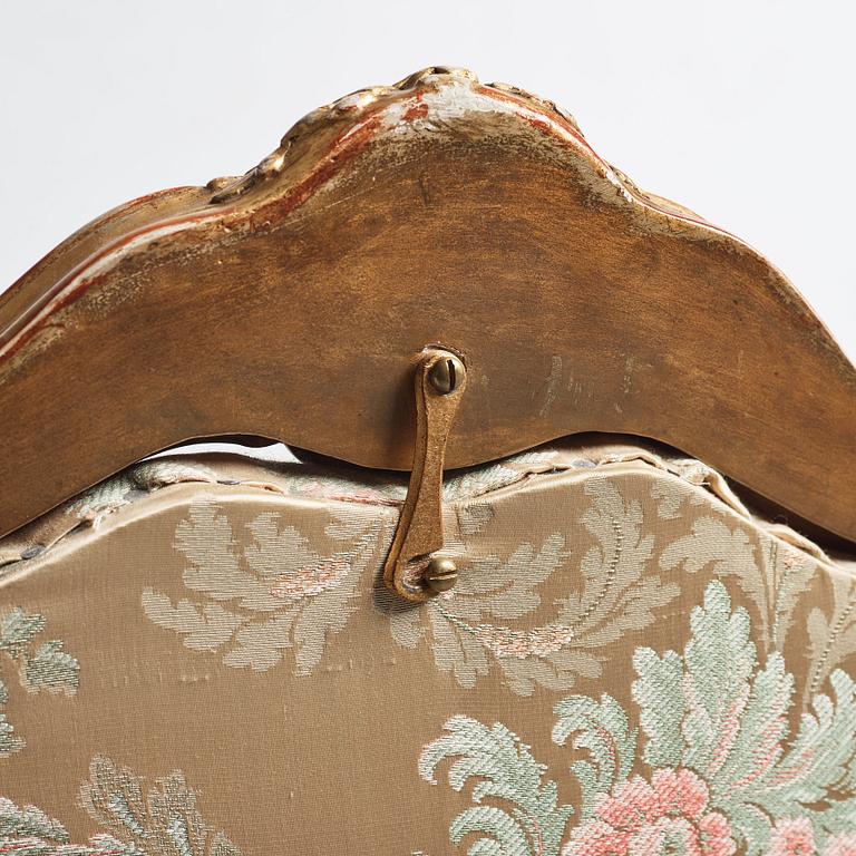 A Swedish Rococo armchair by Olof Höglander (master in Stockholm 1745-65).