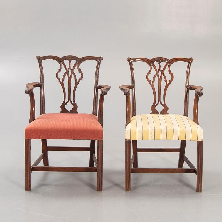A pair of Chippendale 18th century mahogany armchairs.