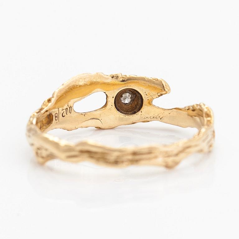 Björn Weckström, Sormus, "TImanttilampi", 18K kultaa ja timantti n. 0.02 ct, Lapponia.